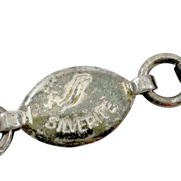 Silverite Bracelet Sterling Silver Flat Cuban Curb Chain Vintage 1970s Italy - Picture 3 of 7